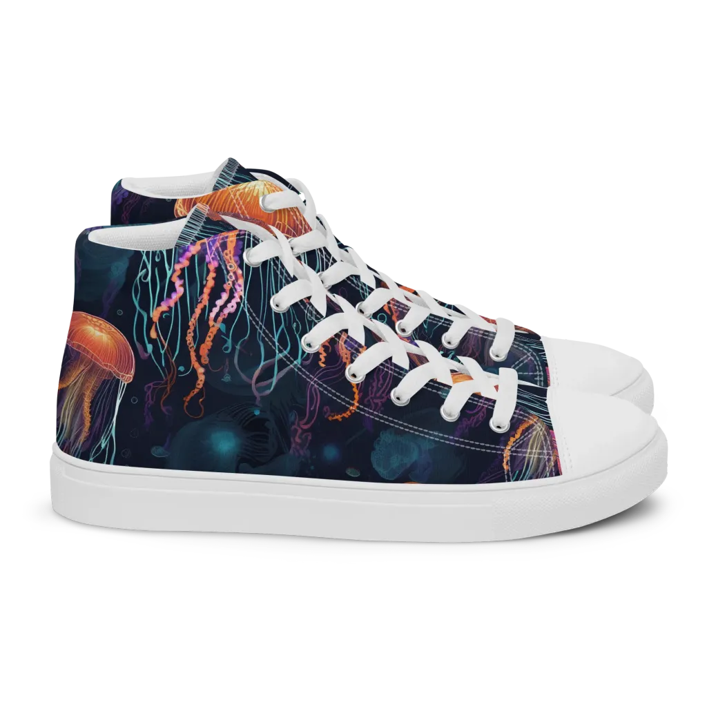 Jellyfish Reverie on Women's High Top Canvas Shoes — Right