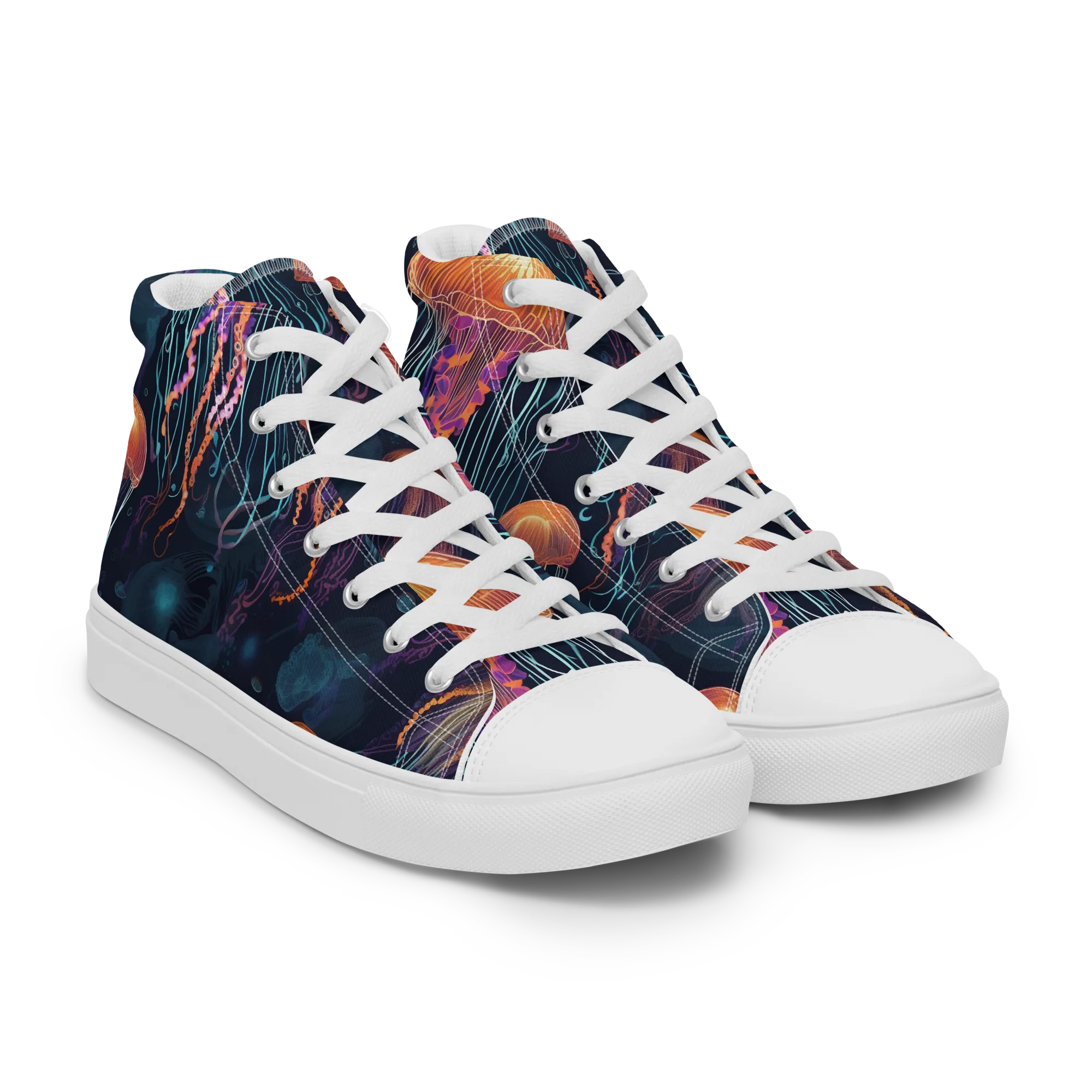 Jellyfish Reverie on Women's High Top Canvas Shoes — Right Front