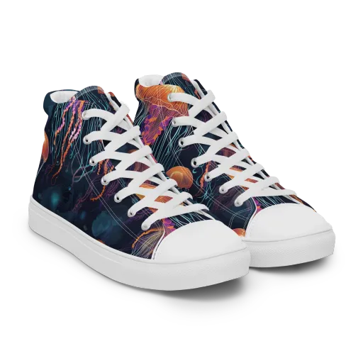 Jellyfish Reverie on a Women's High Top Canvas Shoes