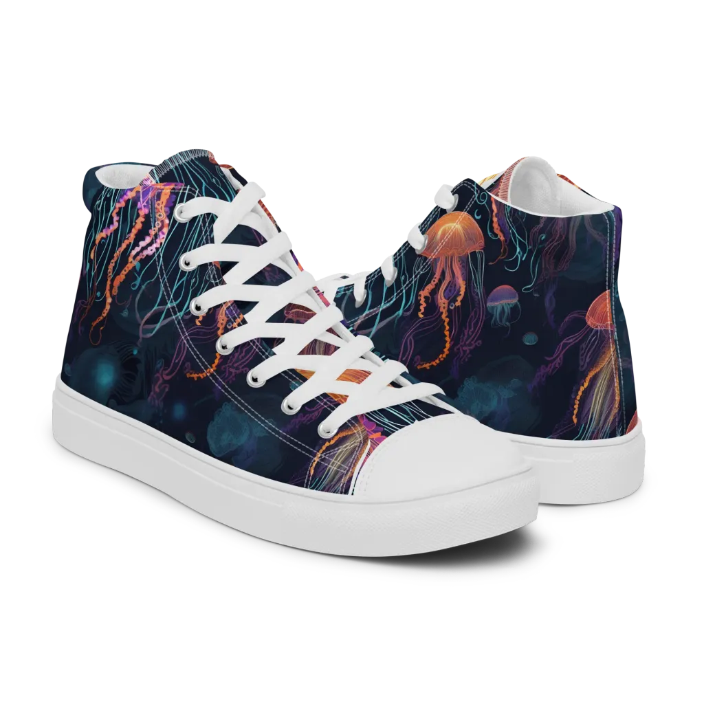 Jellyfish Reverie on Women's High Top Canvas Shoes — Right