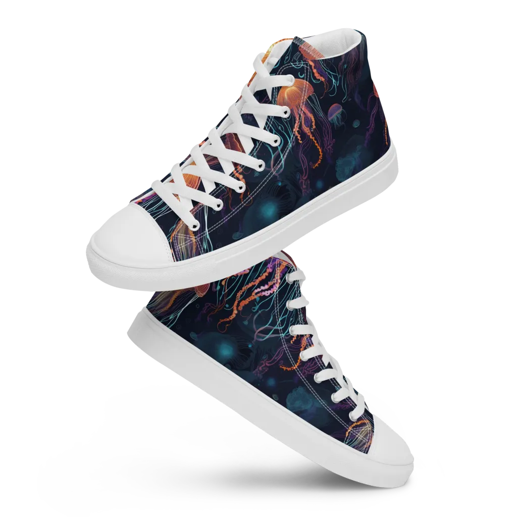 Jellyfish Reverie on Women's High Top Canvas Shoes — Front