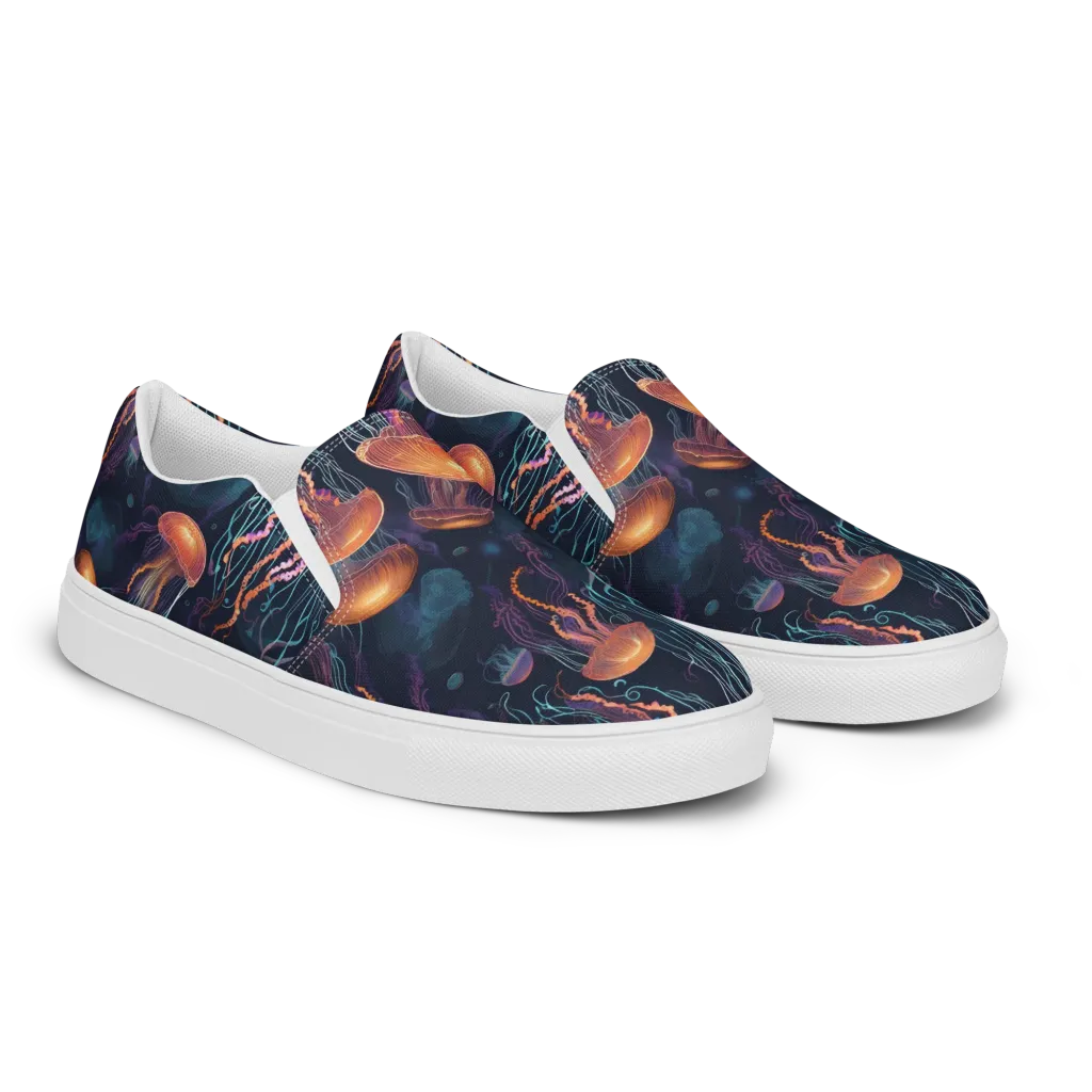 Jellyfish Reverie on Men's Slip-On Canvas Shoes — Right Front