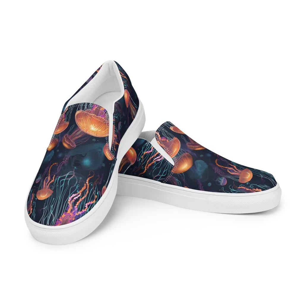 Jellyfish Reverie on Men's Slip-On Canvas Shoes — Left Front