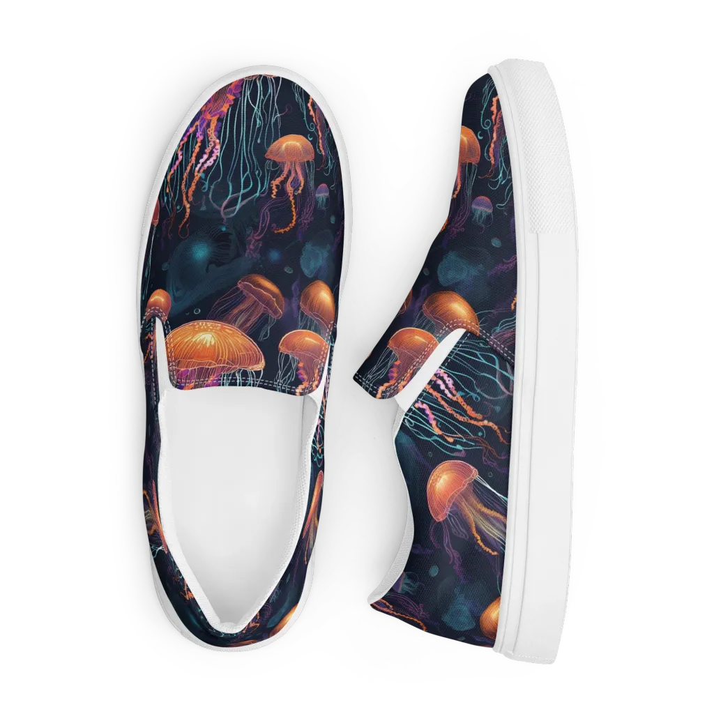 Jellyfish Reverie on Men's Slip-On Canvas Shoes — Front