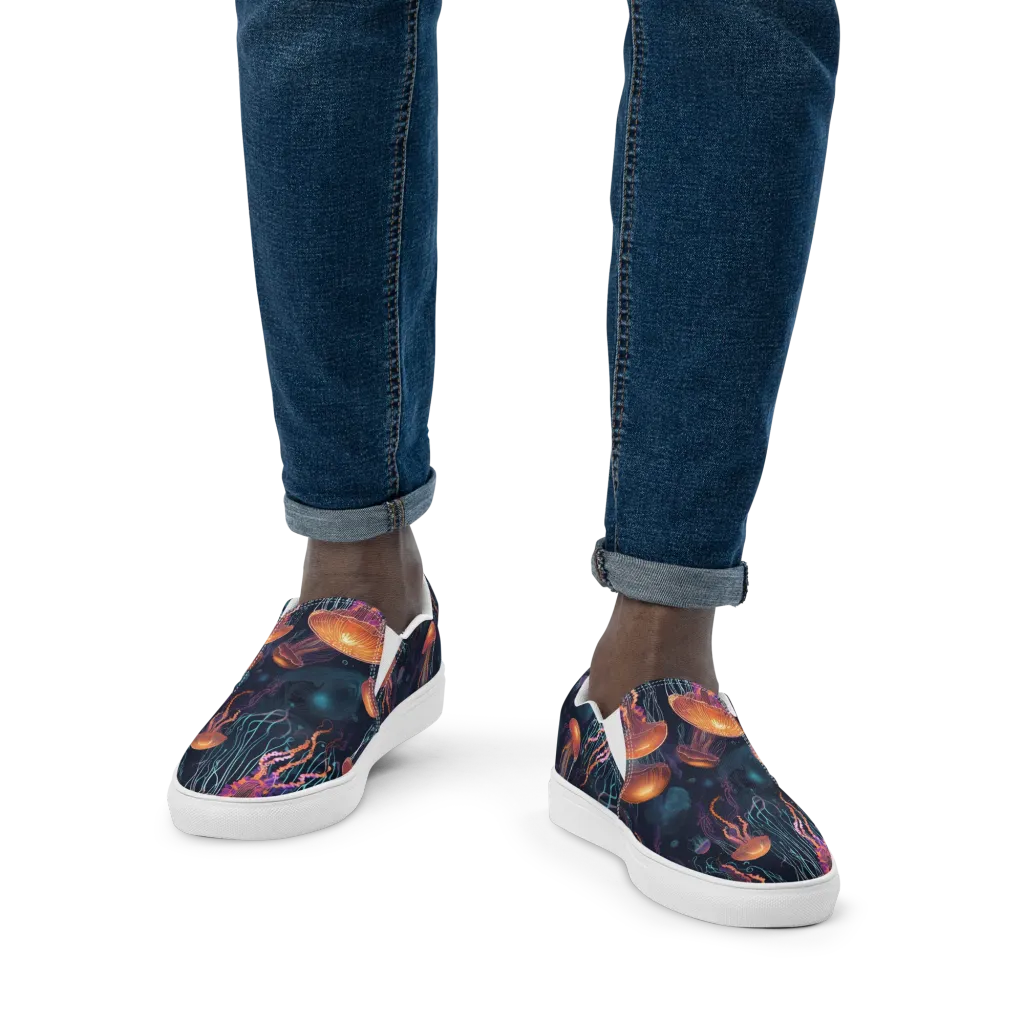 Jellyfish Reverie on Men's Slip-On Canvas Shoes — Front