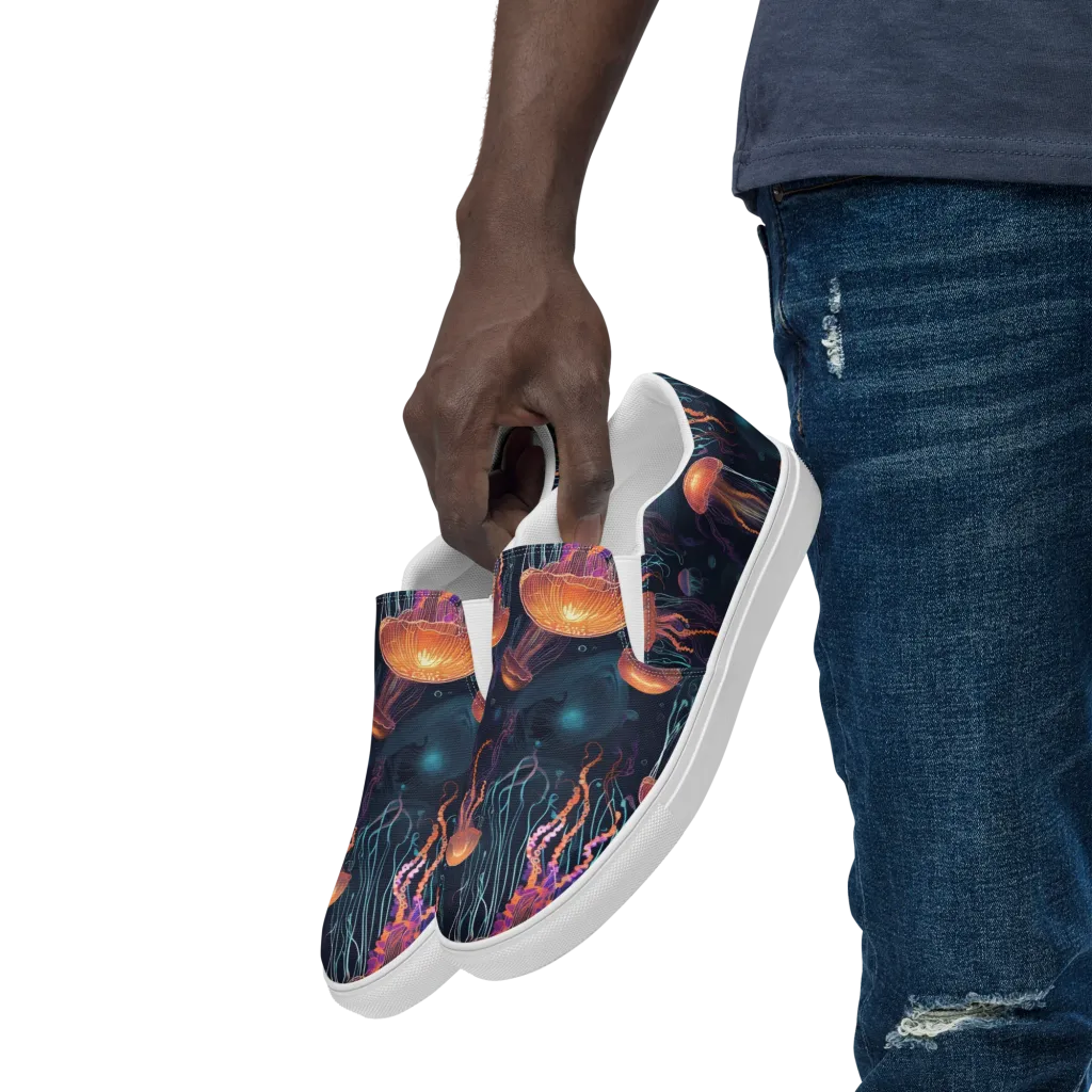 Jellyfish Reverie on Men's Slip-On Canvas Shoes — Left Front