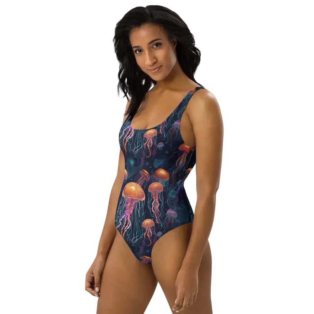 Jellyfish Reverie on One-Piece Swimsuit — Left