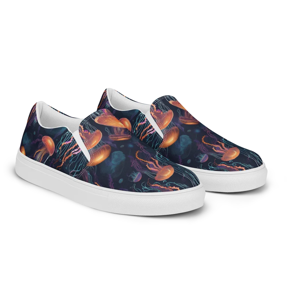 Jellyfish Reverie on Women's Slip-On Canvas Shoes — Right Front