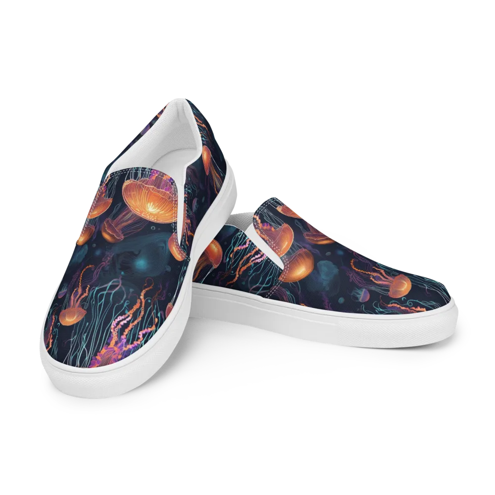 Jellyfish Reverie on Women's Slip-On Canvas Shoes — Left Front