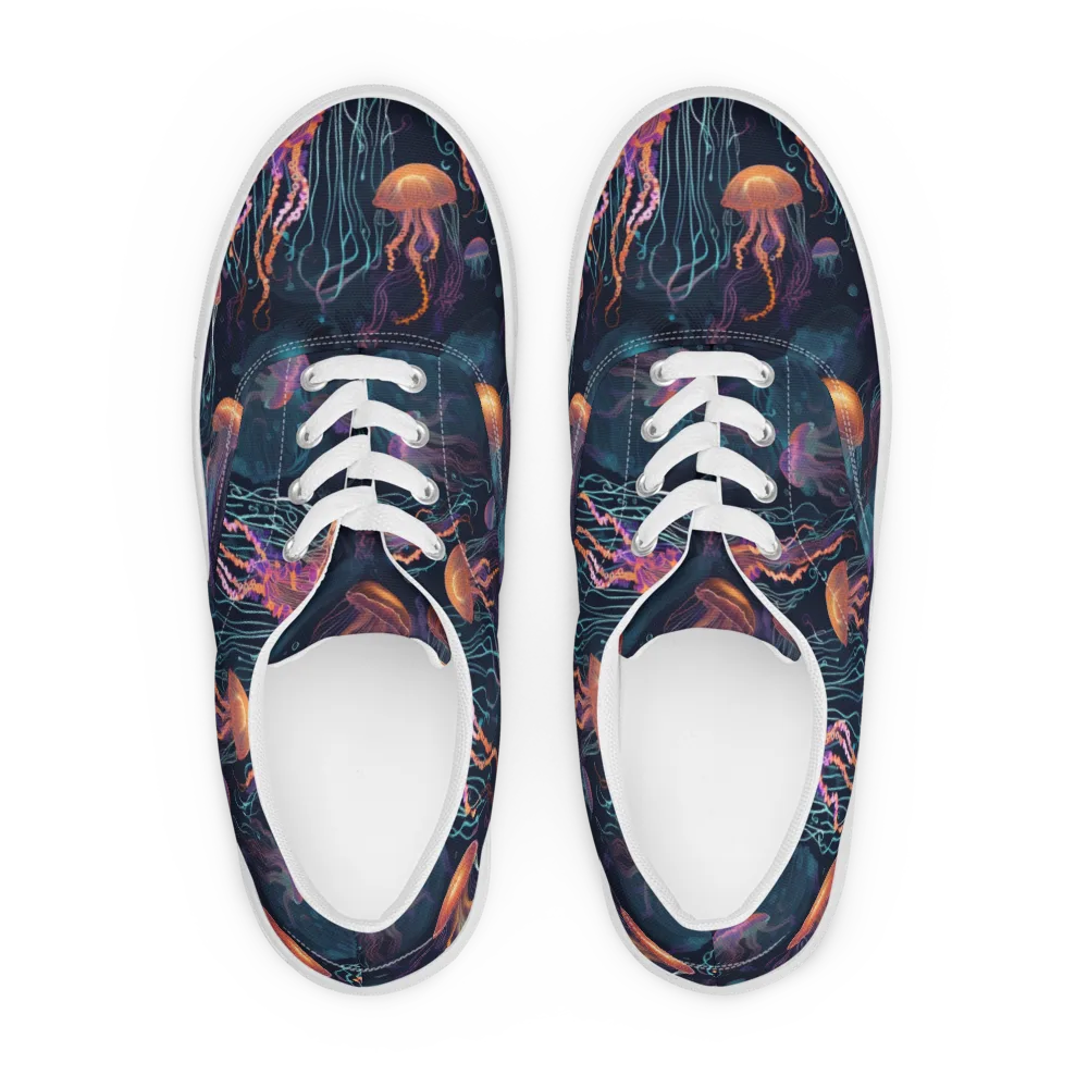 Jellyfish Reverie on Men's Lace-Up Canvas Shoes — Front