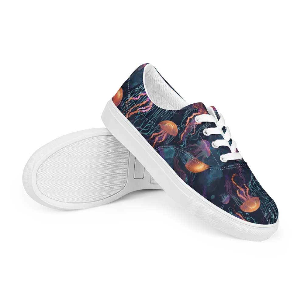 Jellyfish Reverie on Men's Lace-Up Canvas Shoes — Right Front