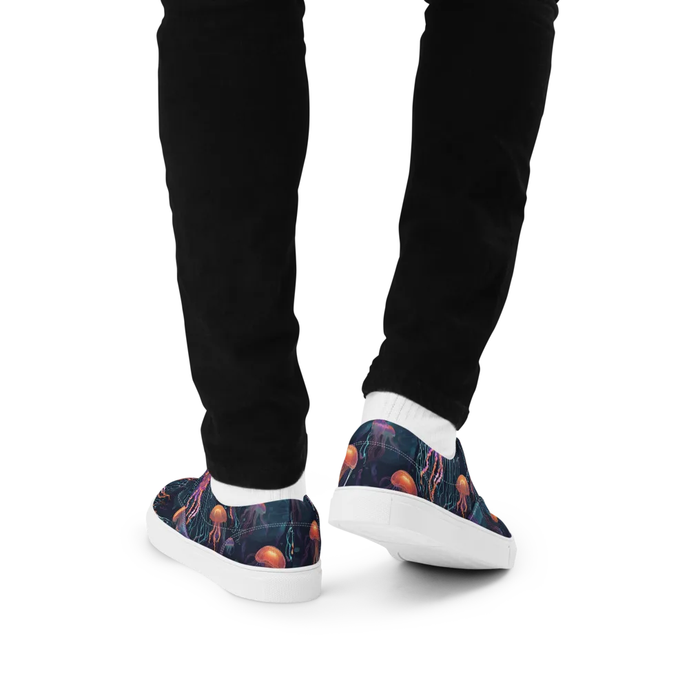 Jellyfish Reverie on Men's Lace-Up Canvas Shoes — Back