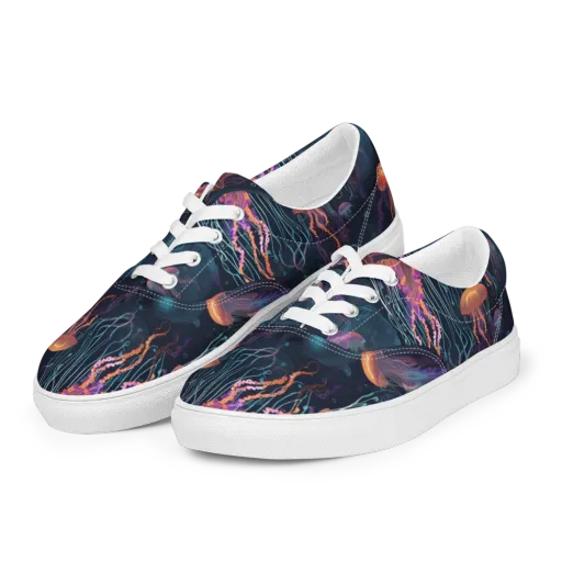 Jellyfish Reverie on a Men's Lace-Up Canvas Shoes