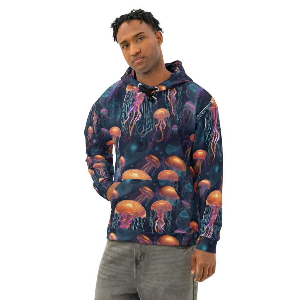 Jellyfish Reverie on Cotton Hoodie — Left Front
