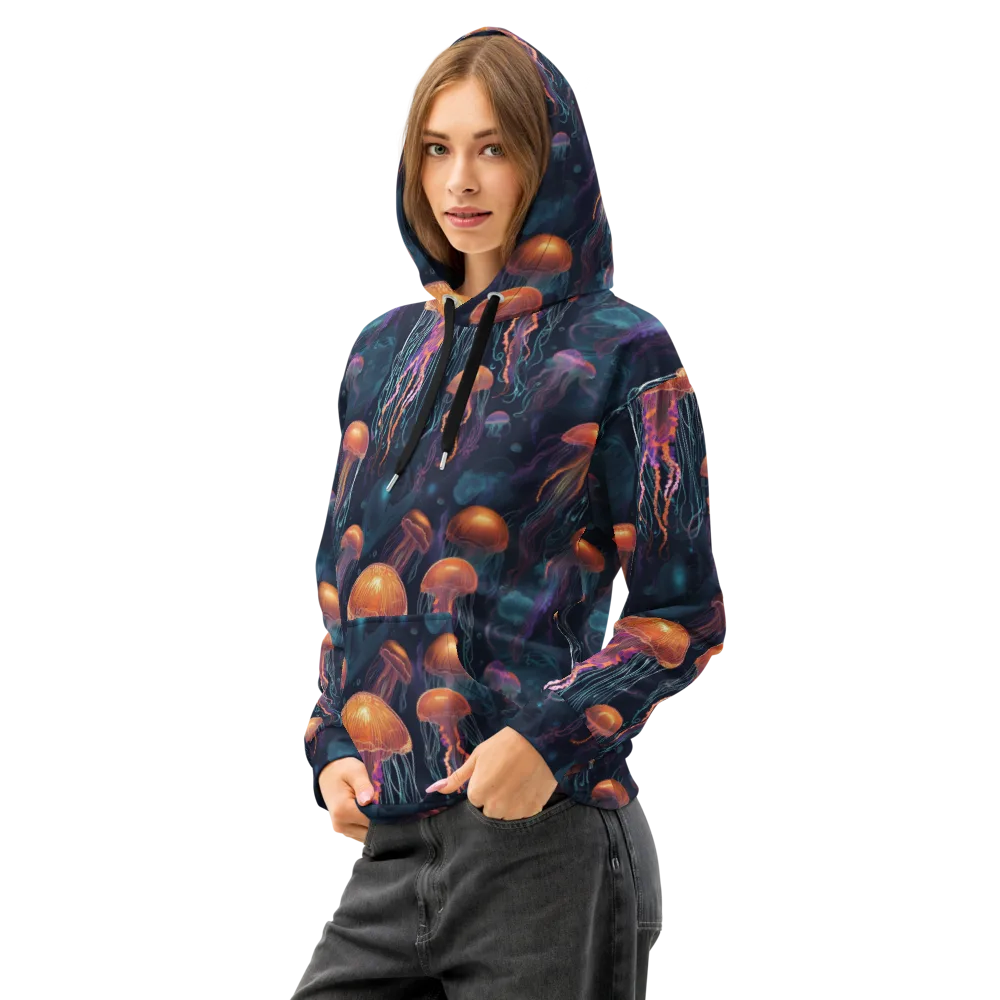 Jellyfish Reverie on Cotton Hoodie — Left Front