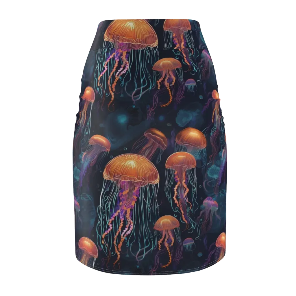 Jellyfish Reverie on Pencil Skirt — Back