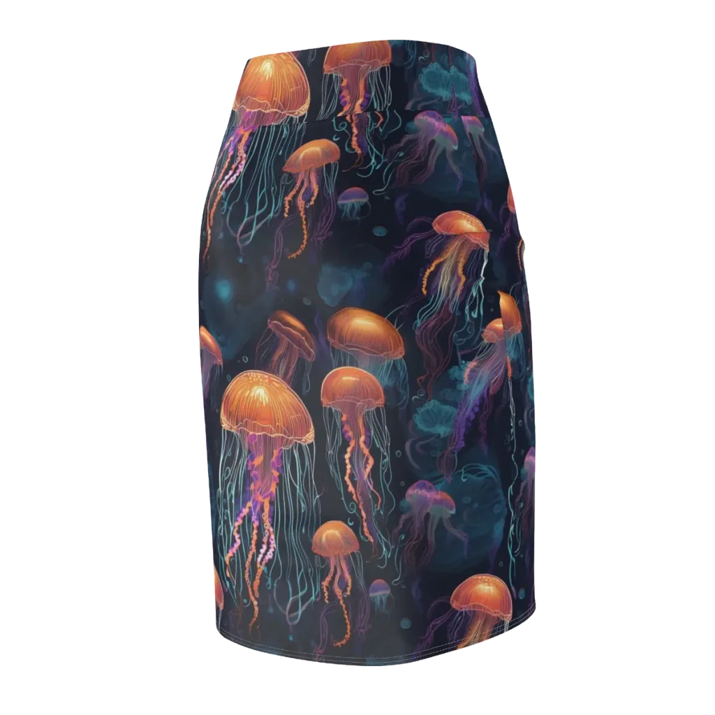 Jellyfish Reverie on Pencil Skirt — Back Side