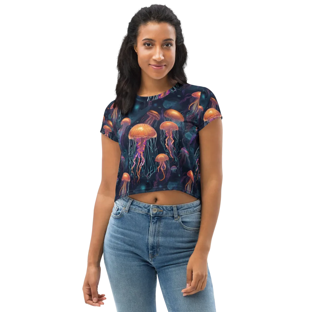 Jellyfish Reverie on Crop Tee — Front