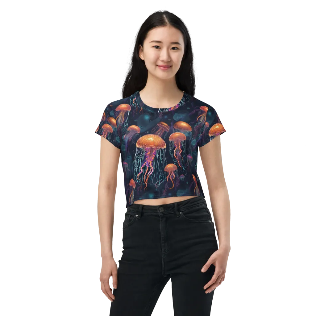 Jellyfish Reverie on Crop Tee — Front