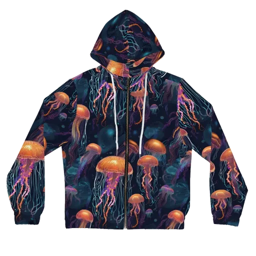 Jellyfish Reverie on a Women's Full-Zip Hoodie