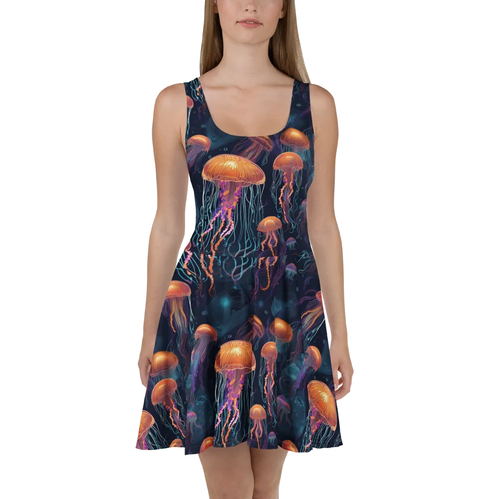 Jellyfish Reverie on Skater Dress — Front