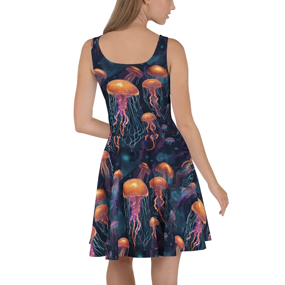 Jellyfish Reverie on Skater Dress — Back