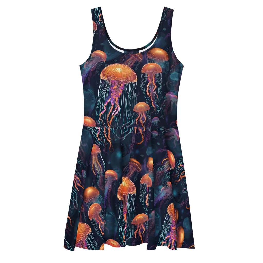 Jellyfish Reverie on Skater Dress — Front