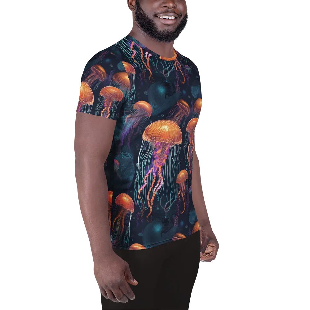 Jellyfish Reverie on Men's Athletic T-Shirt — Right