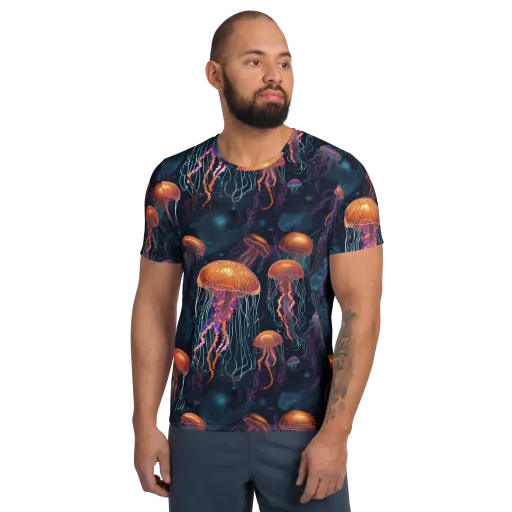 Jellyfish Reverie on a Men's Athletic T-Shirt