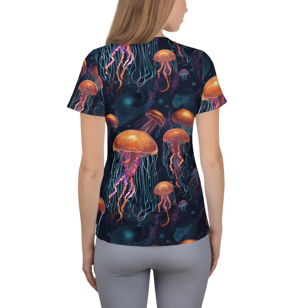 Jellyfish Reverie on Women's Athletic T-Shirt — Back