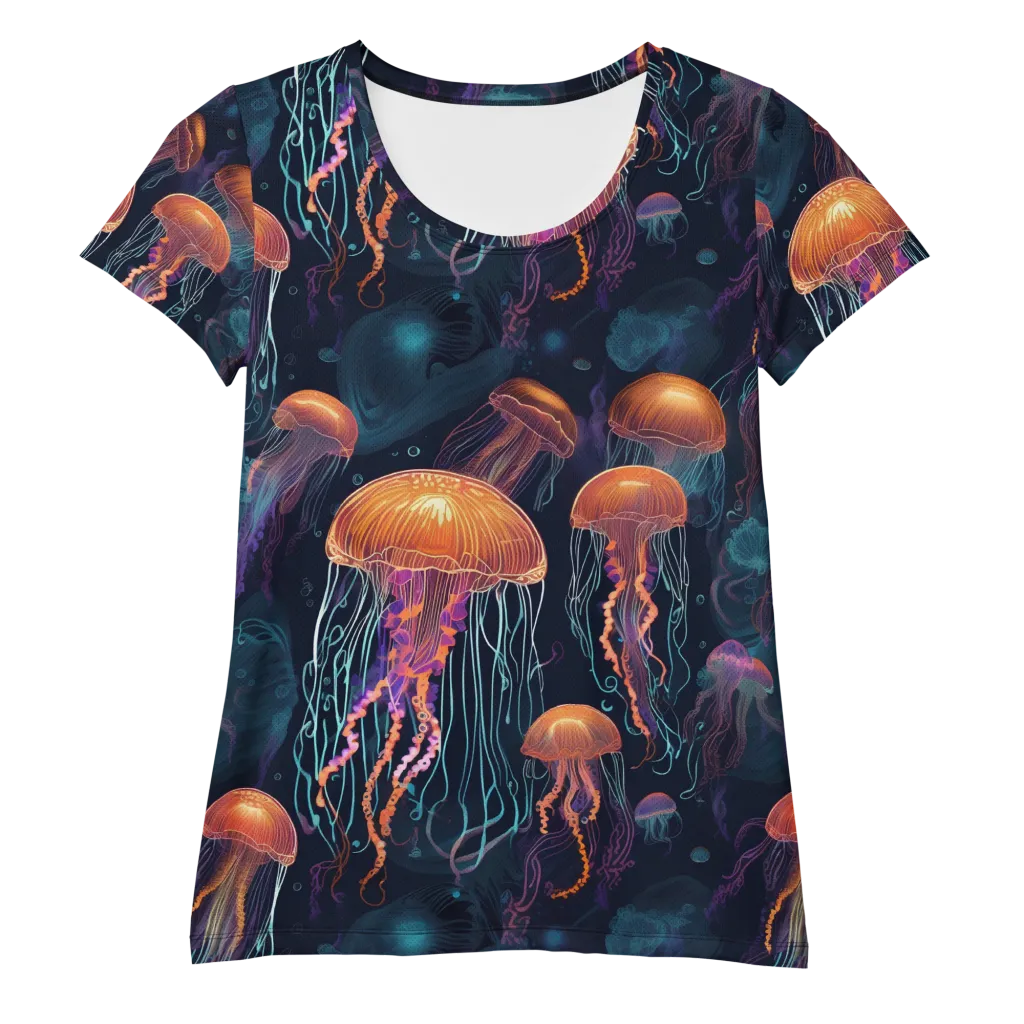 Jellyfish Reverie on Women's Athletic T-Shirt — Front