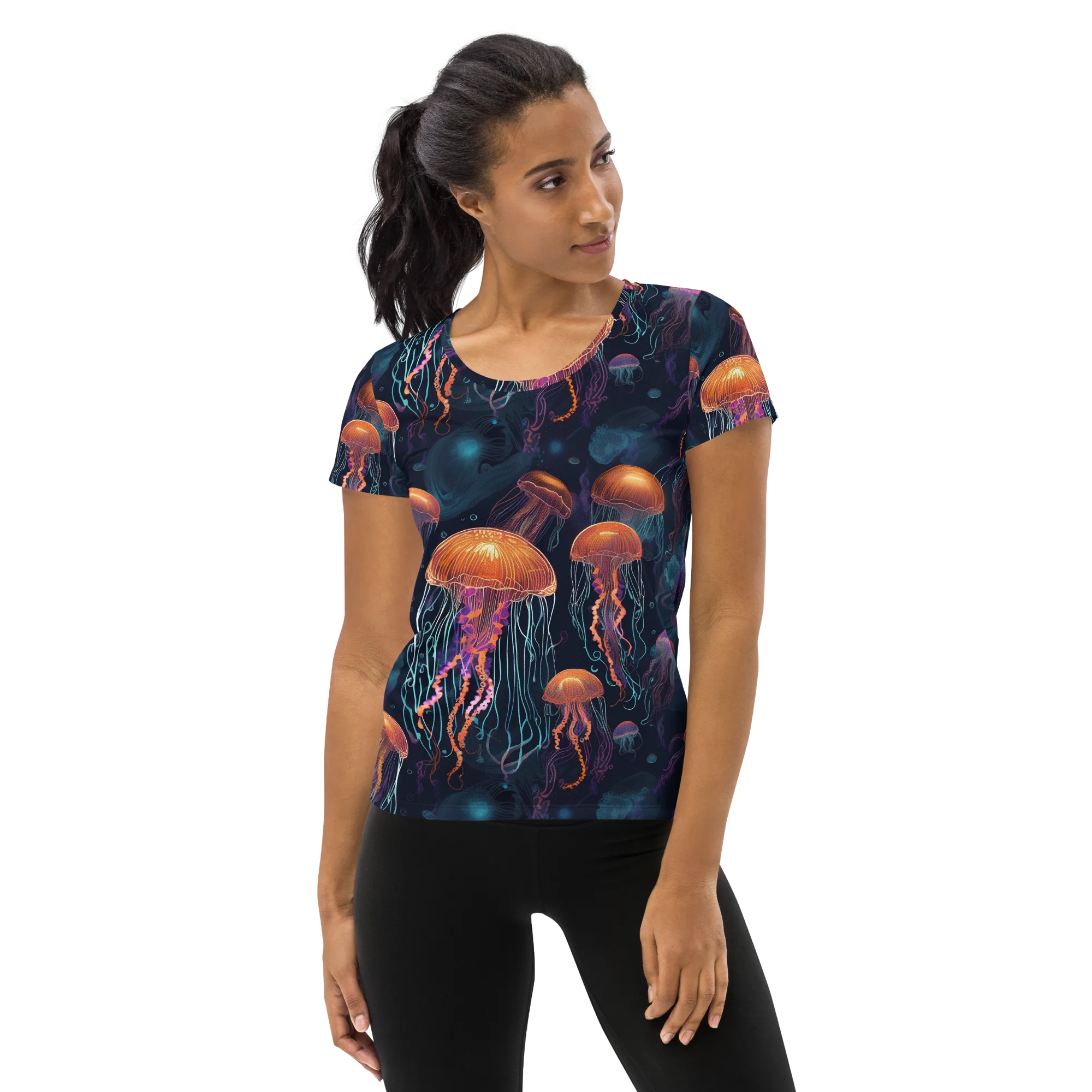 Jellyfish Reverie on Women's Athletic T-Shirt — Front