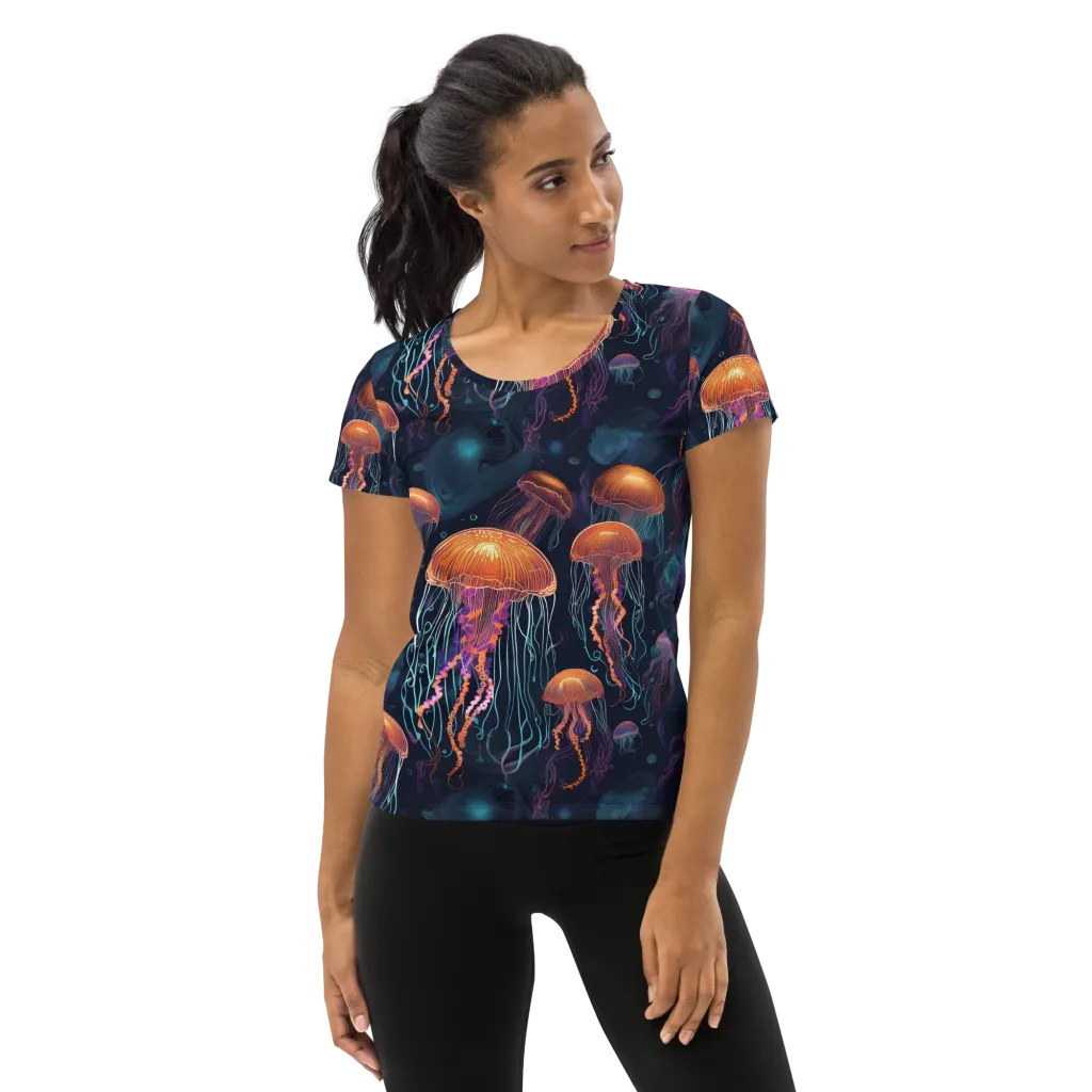 Jellyfish Reverie on Women's Athletic T-Shirt — Front