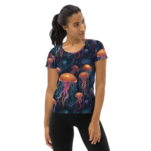 Jellyfish Reverie on a Women's Athletic T-Shirt