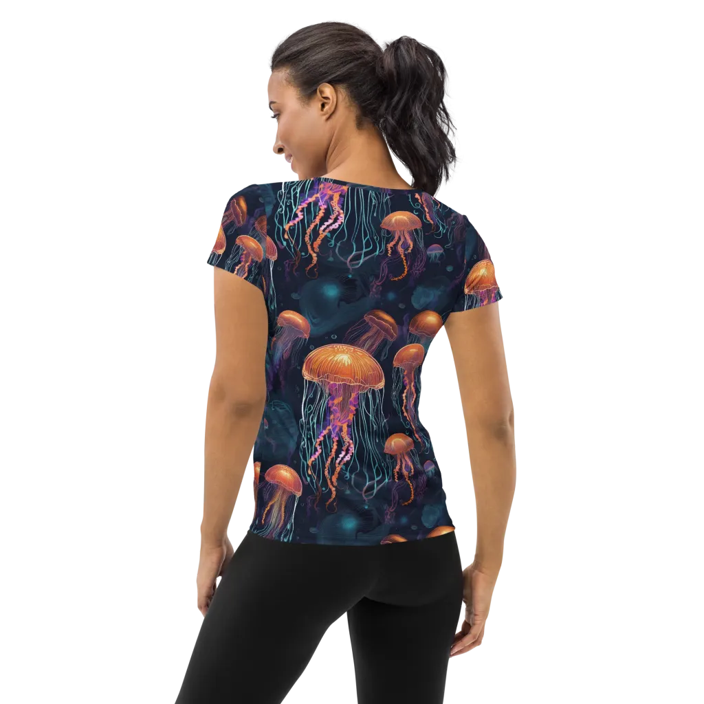 Jellyfish Reverie on Women's Athletic T-Shirt — Back