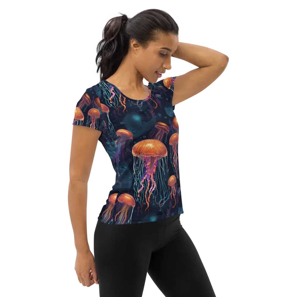 Jellyfish Reverie on Women's Athletic T-Shirt — Right