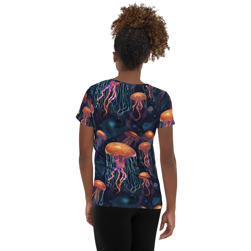 Jellyfish Reverie on Women's Athletic T-Shirt — Back