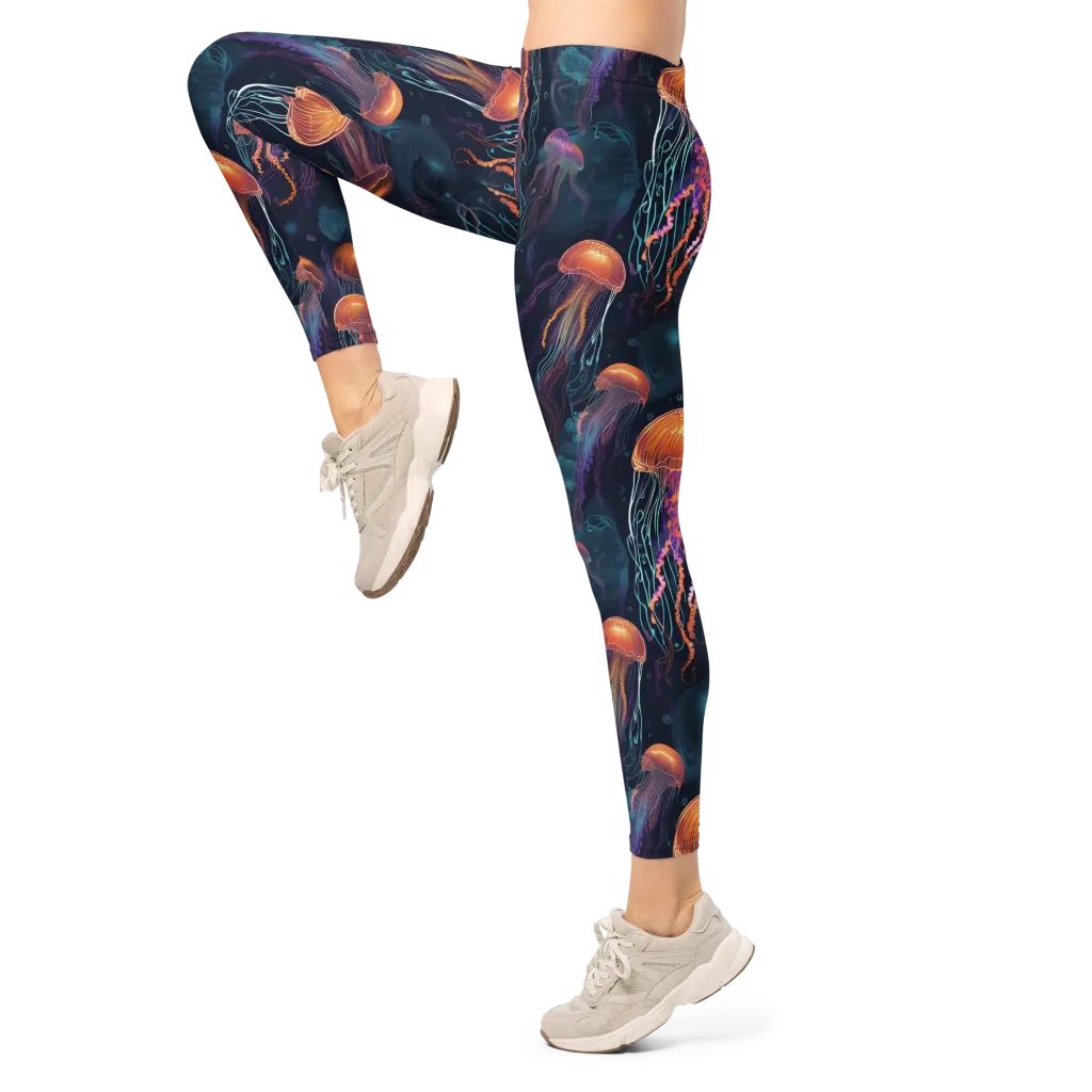 Jellyfish Reverie on Leggings — Left