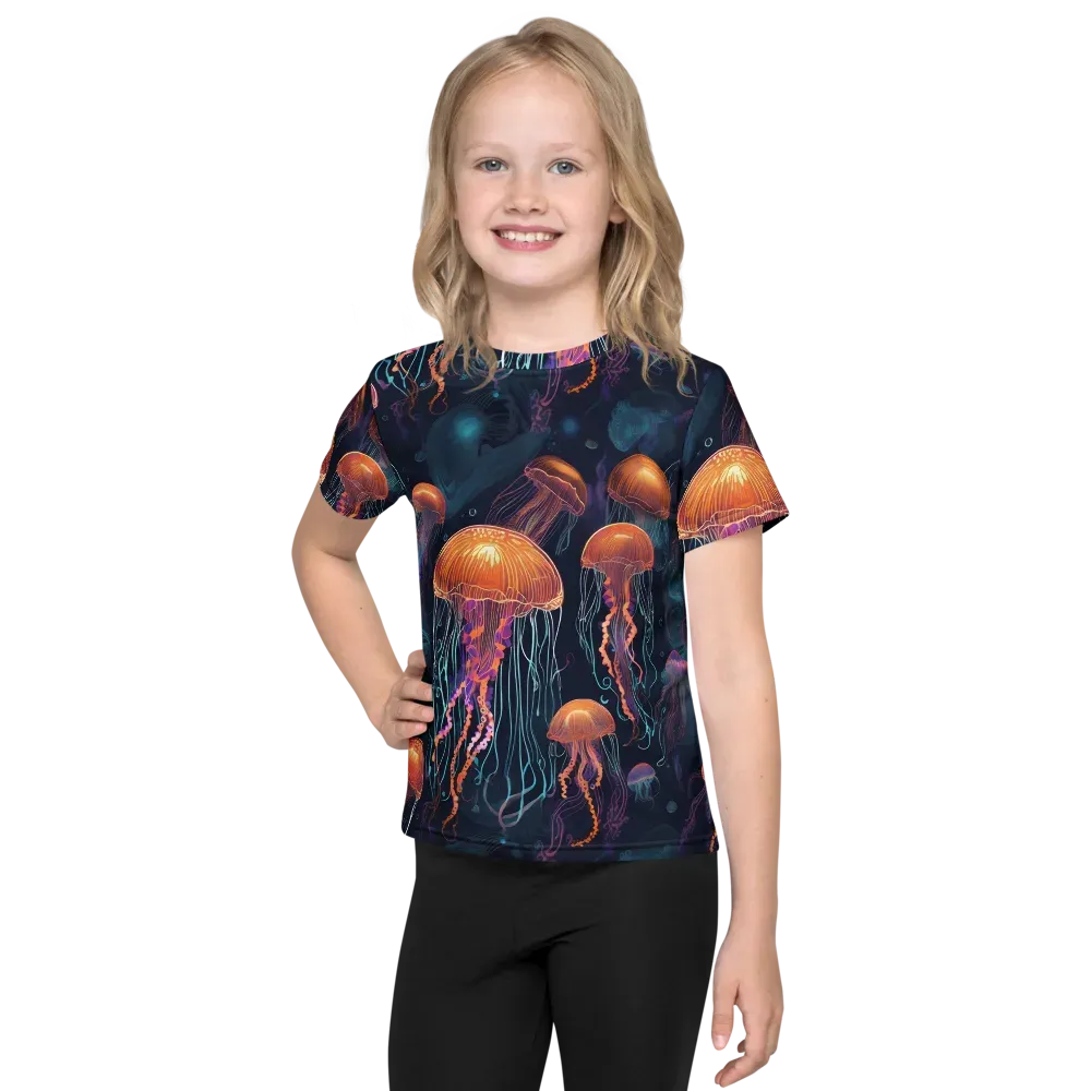 Jellyfish Reverie on Kids Crew Neck T-Shirt — Front