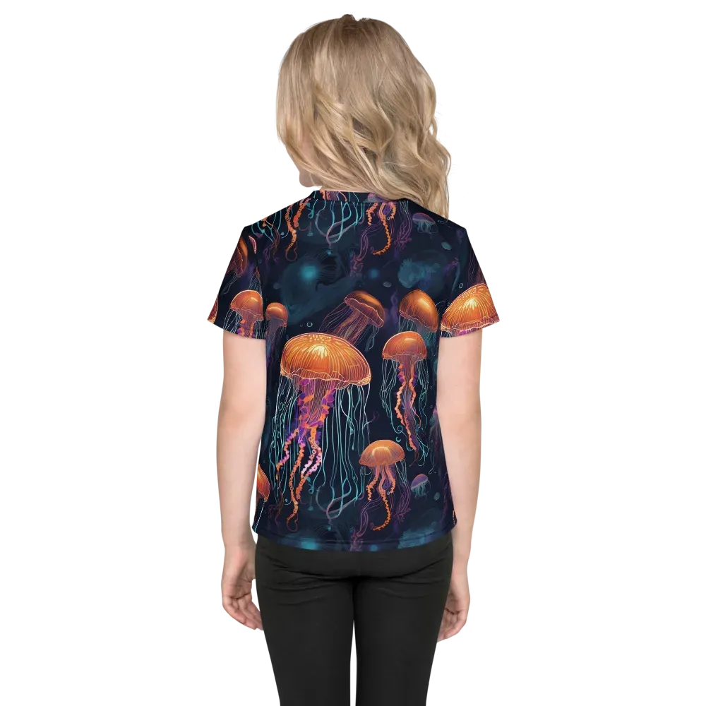 Jellyfish Reverie on Kids Crew Neck T-Shirt — Back