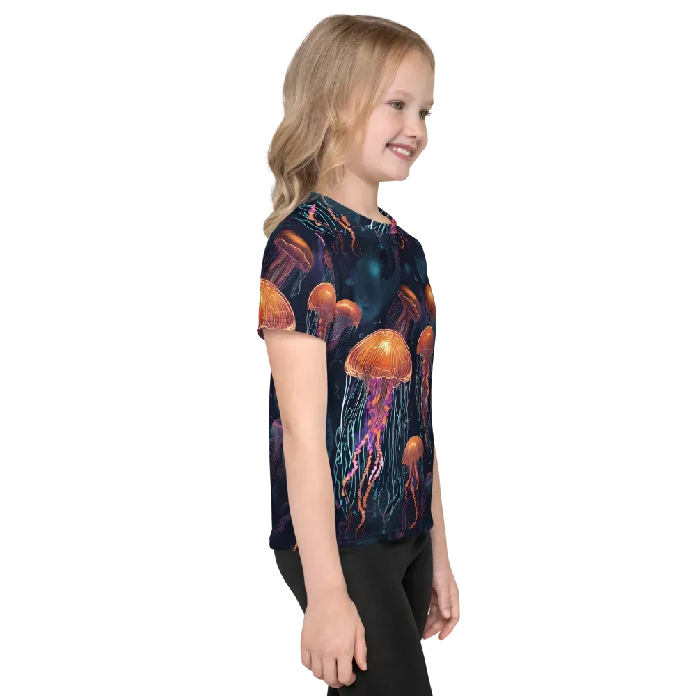 Jellyfish Reverie on Kids Crew Neck T-Shirt — Right