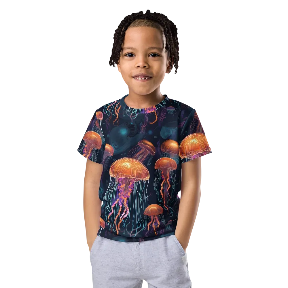 Jellyfish Reverie on Kids Crew Neck T-Shirt — Front