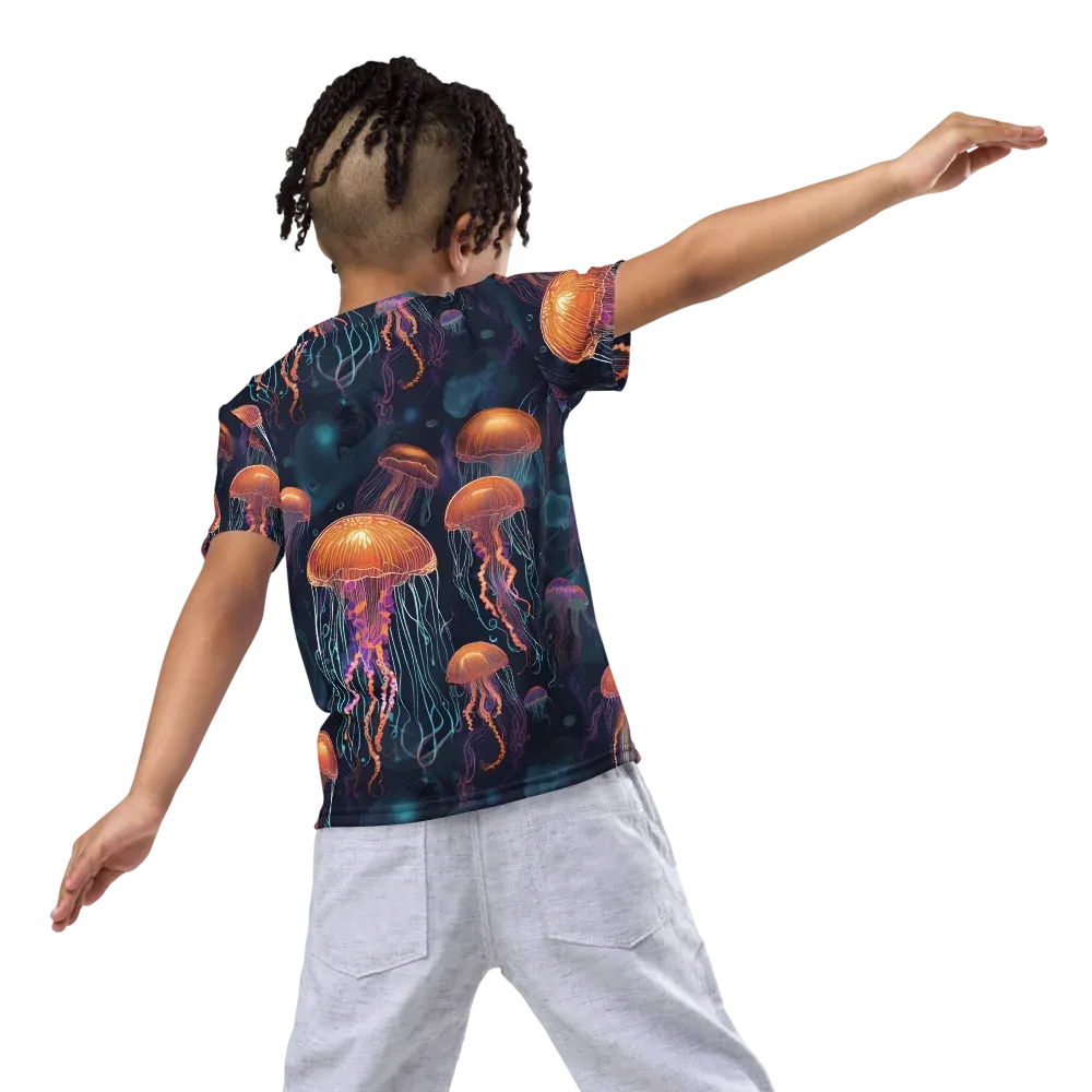 Jellyfish Reverie on Kids Crew Neck T-Shirt — Back