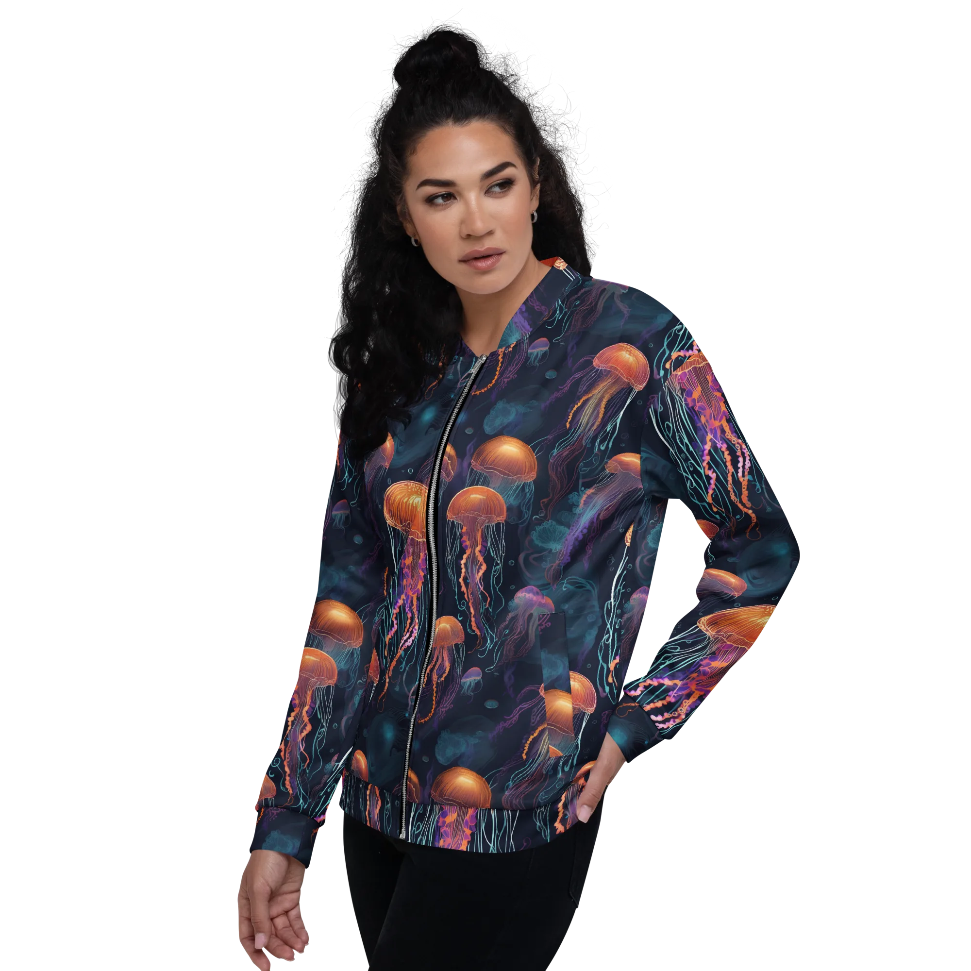 Jellyfish Reverie on Bomber Jacket — Left