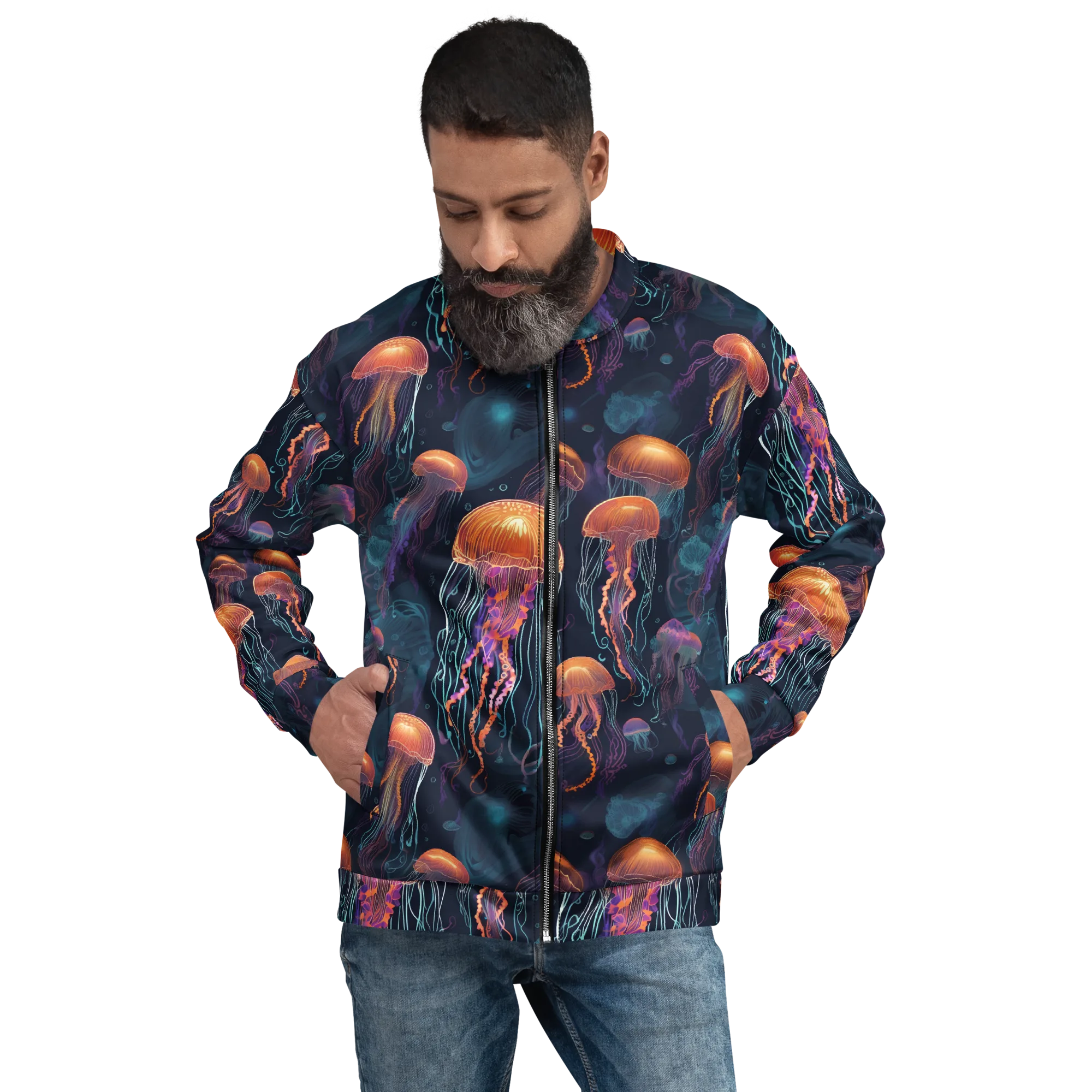 Jellyfish Reverie on Bomber Jacket — Front