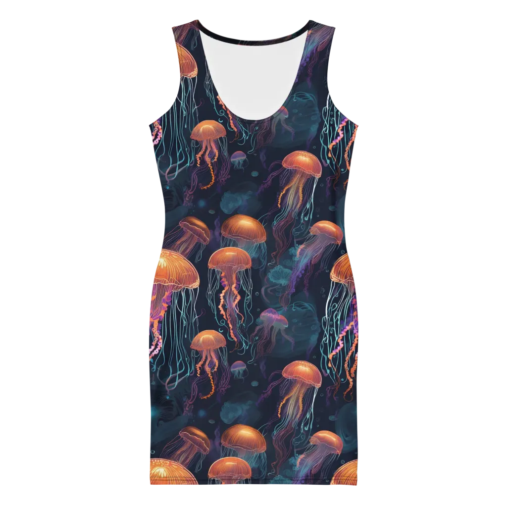 Jellyfish Reverie on Bodycon Dress — Front