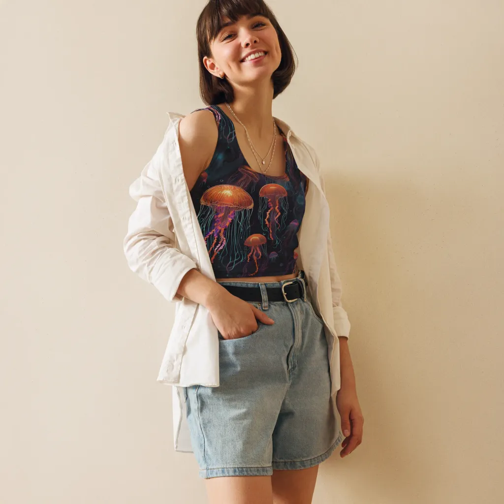 Jellyfish Reverie on Crop Top — Front