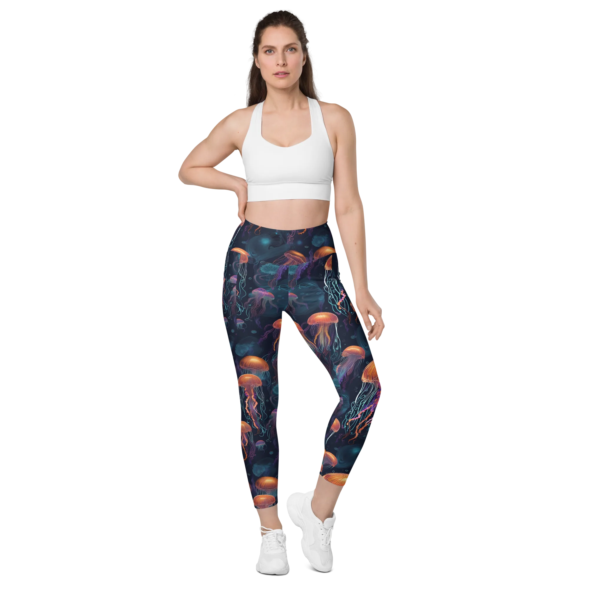 Jellyfish Reverie on Leggings with Pockets — Front