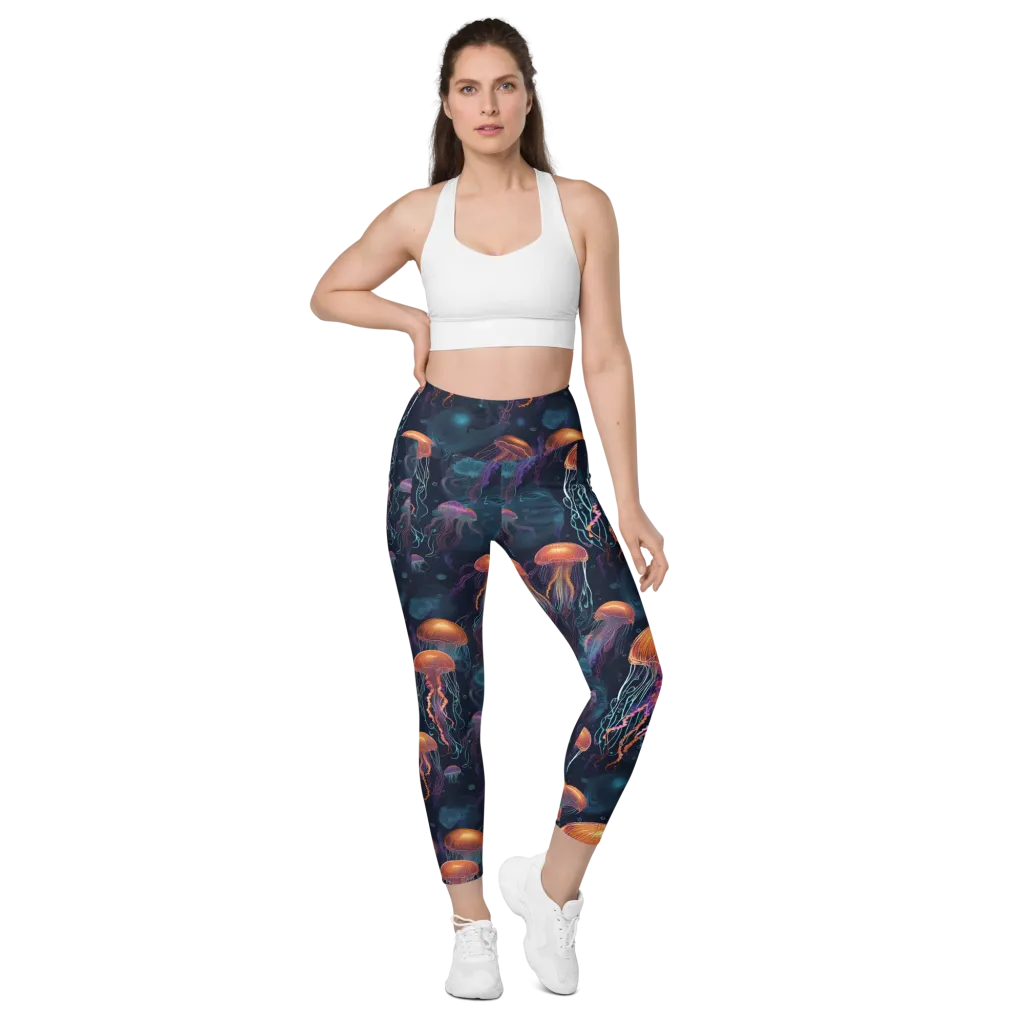 Jellyfish Reverie on Leggings with Pockets — Front