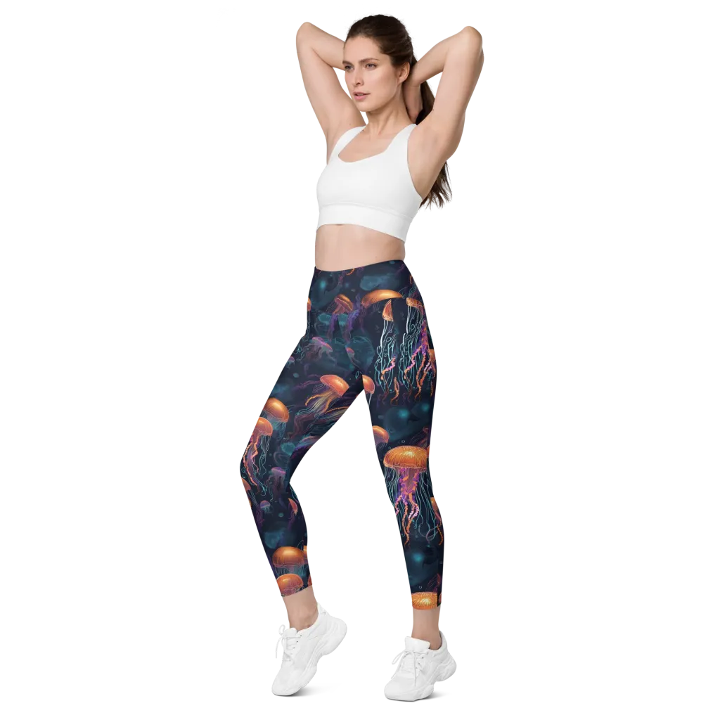 Jellyfish Reverie on Leggings with Pockets — Left Front
